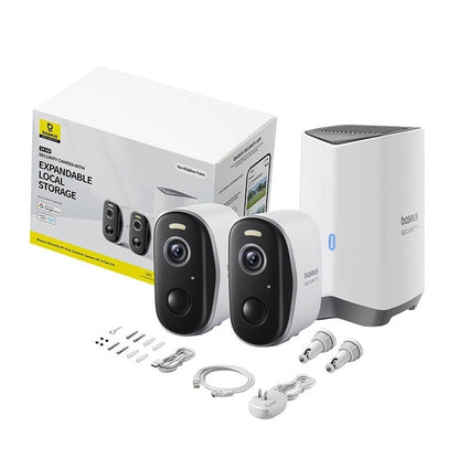 Baseus N1 Plus -valvontakamera, Wi-Fi, 2K, IP67, ulkokäyttöön, 2 kappaleen setti S0TW012131