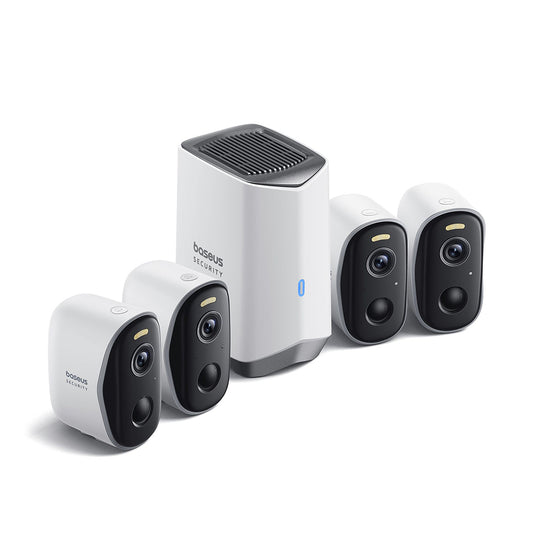 Baseus N1 -valvontakamera, Wi-Fi, 2K, IP67, ulkokäyttöön, 4 kappaleen setti ACSLH-01