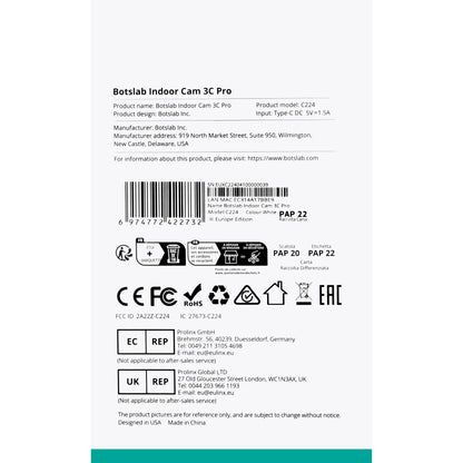 Valvontakamera Botslab 3C Pro C224, Wi-Fi, 4K, sisätiloissa 