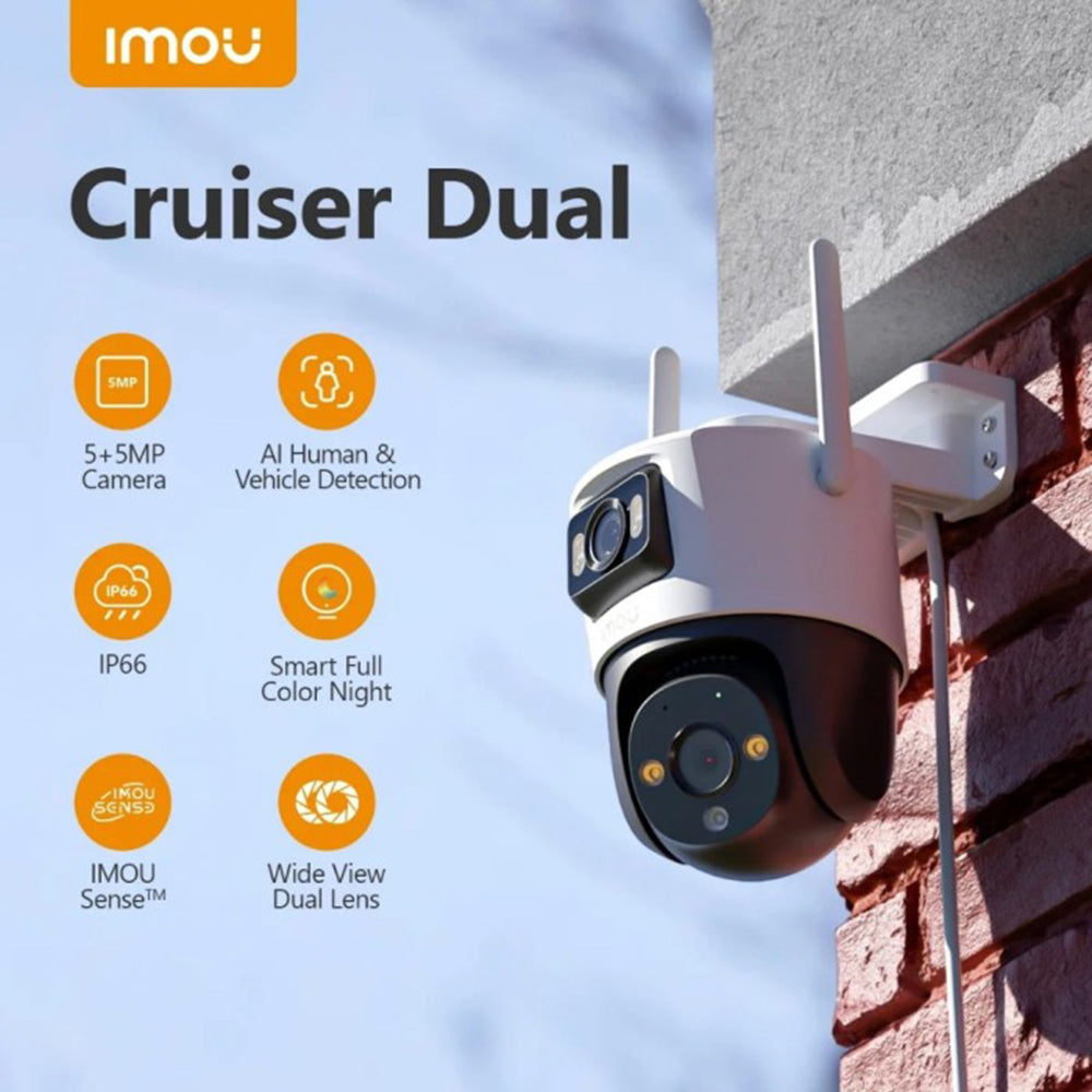 Imou Cruiser Dual -valvontakamera, Wi-Fi, 2.8K + 2K, IP66, ulkokäyttöön IPC-S7XP-8M0WED-0360B