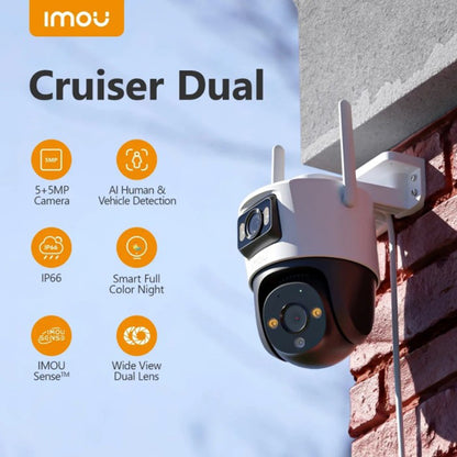 Imou Cruiser Dual -valvontakamera, Wi-Fi, 2.8K + 2K, IP66, ulkokäyttöön IPC-S7XP-8M0WED-0360B