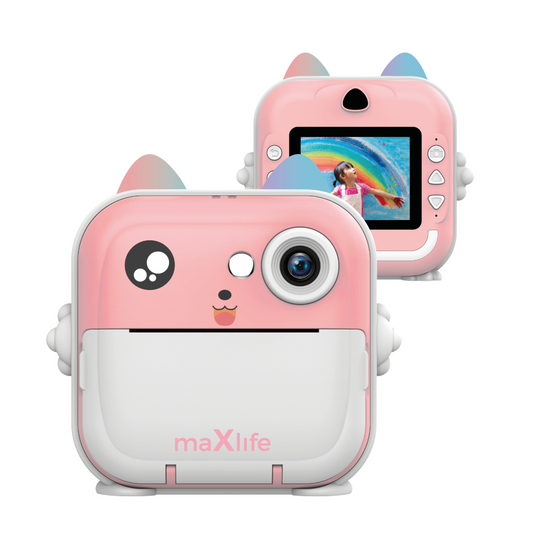 MaXlife MXPC-100 Kids -digikamera tulostustoiminnolla, vaaleanpunainen