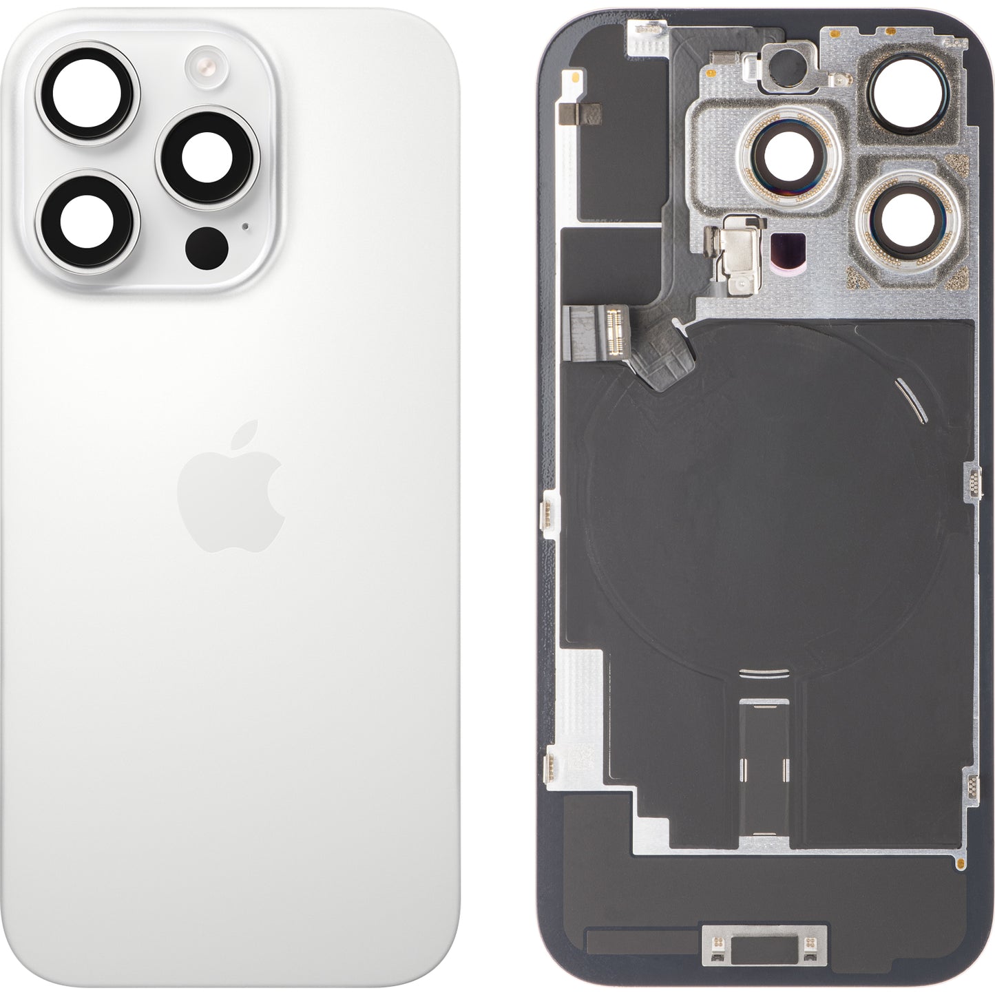 Apple iPhone 16 Pro Akkukansi, Valkoinen (White Titanium), Vaihto