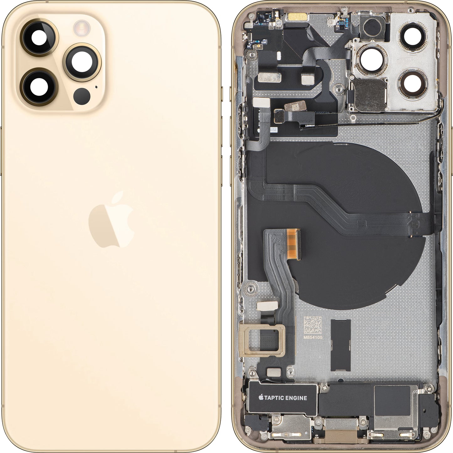 Apple iPhone 12 Pro akkukansi, keskikotelo mukana, täydelliset osat, kulta, Swap