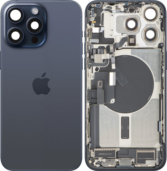 Apple iPhone 15 Pro Max Akkukansi, Keskiyksiköllä, Täydelliset Osat, Sininen (Blue Titanium), Vaihto