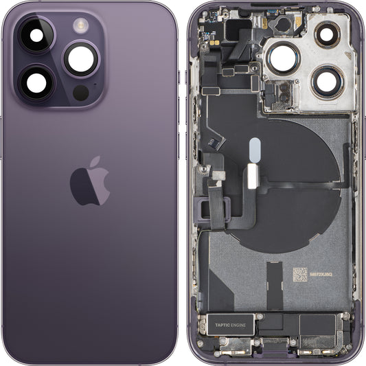 Apple iPhone 14 Pro akkukansi, keskikotelo mukana, täydelliset osat, syvänpurppura (Deep Purple), vaihto