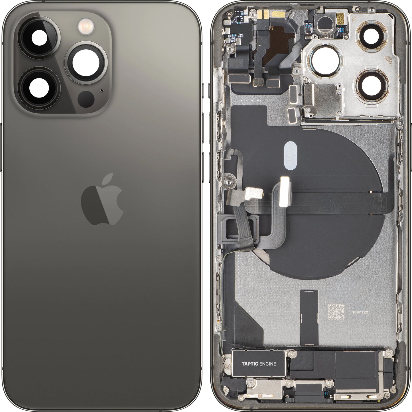 Apple iPhone 13 Pro Akkukansi, Keskiyksiköllä, Täydelliset Osat, Musta (Grafiitti), Vaihto