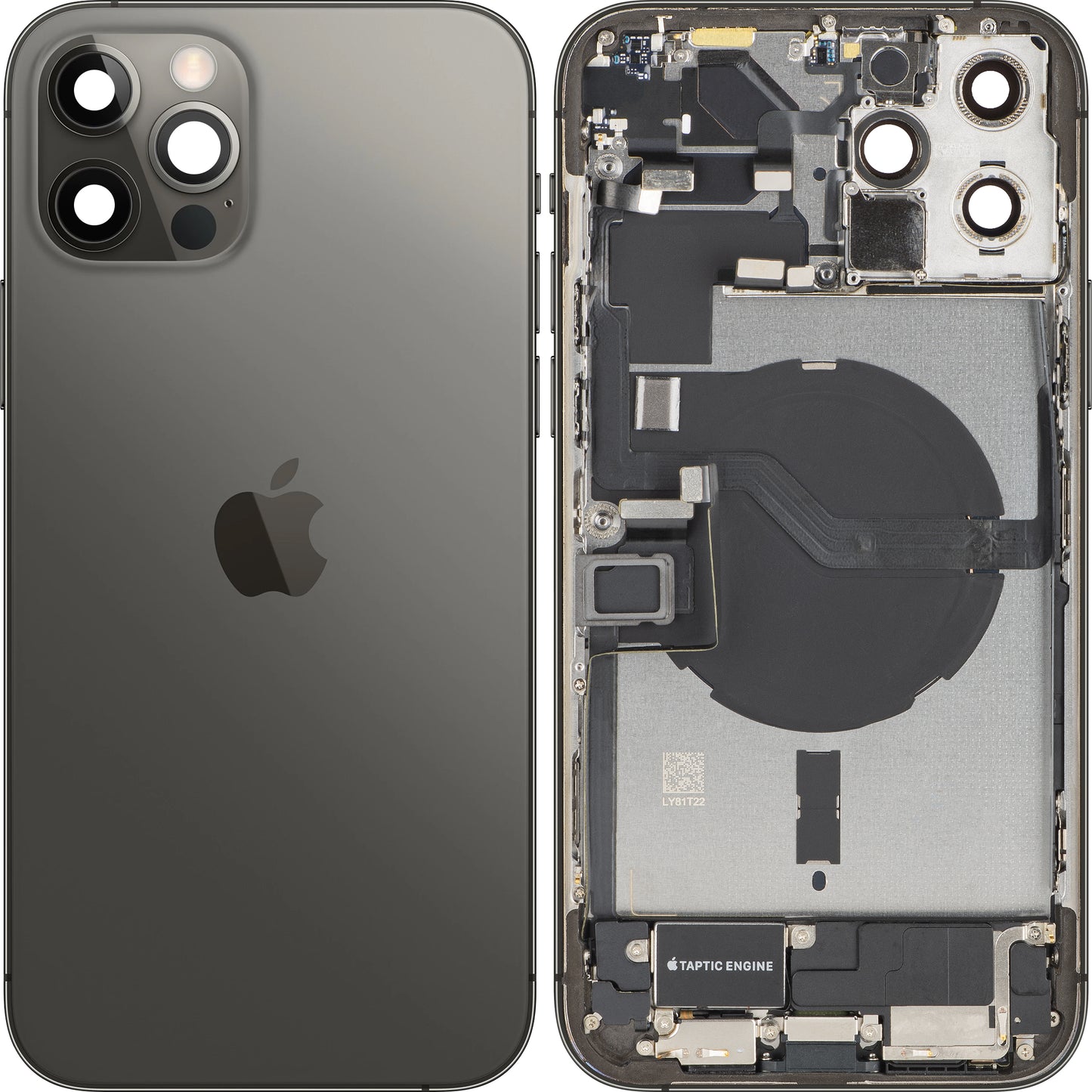 Apple iPhone 12 Pro Max Akkukansi, Keski runko, Täydelliset osat, Harmaa (Graphite), Swap