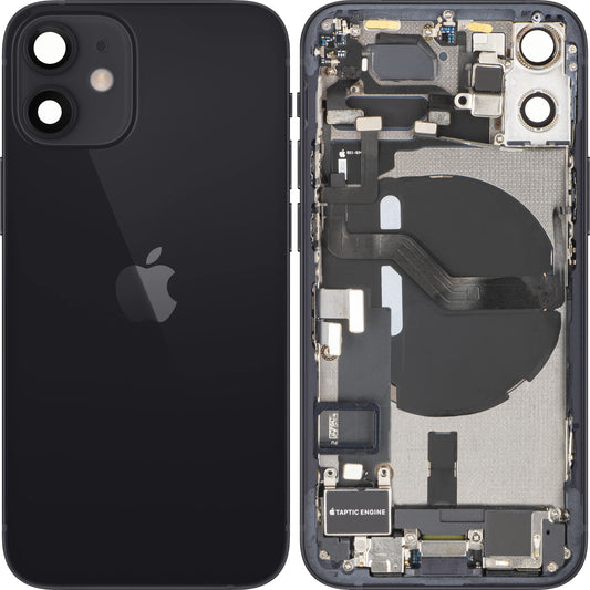 Apple iPhone 12 mini akkukansi, keskikotelo mukana, täydelliset osat, musta, vaihto