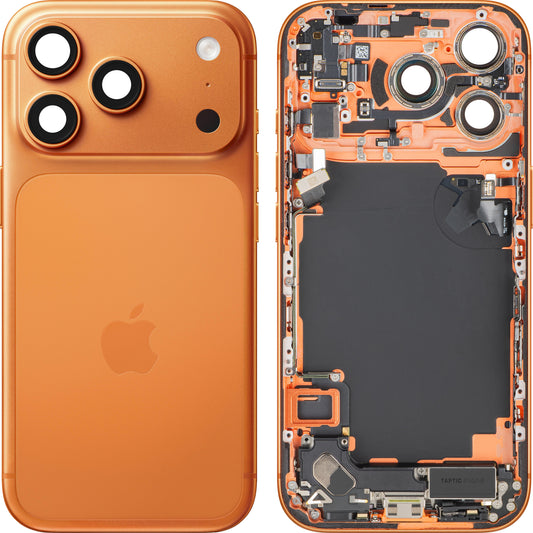 Apple iPhone 17 Pro akkukansi, keskikotelo mukana, täydelliset osat, oranssi (Cosmic Orange), vaihto