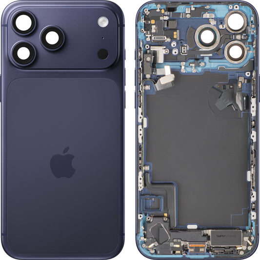 Apple iPhone 17 Pro Max -akun kansi, keskikuori, täydelliset osat, syvän sininen (Deep Blue), vaihto
