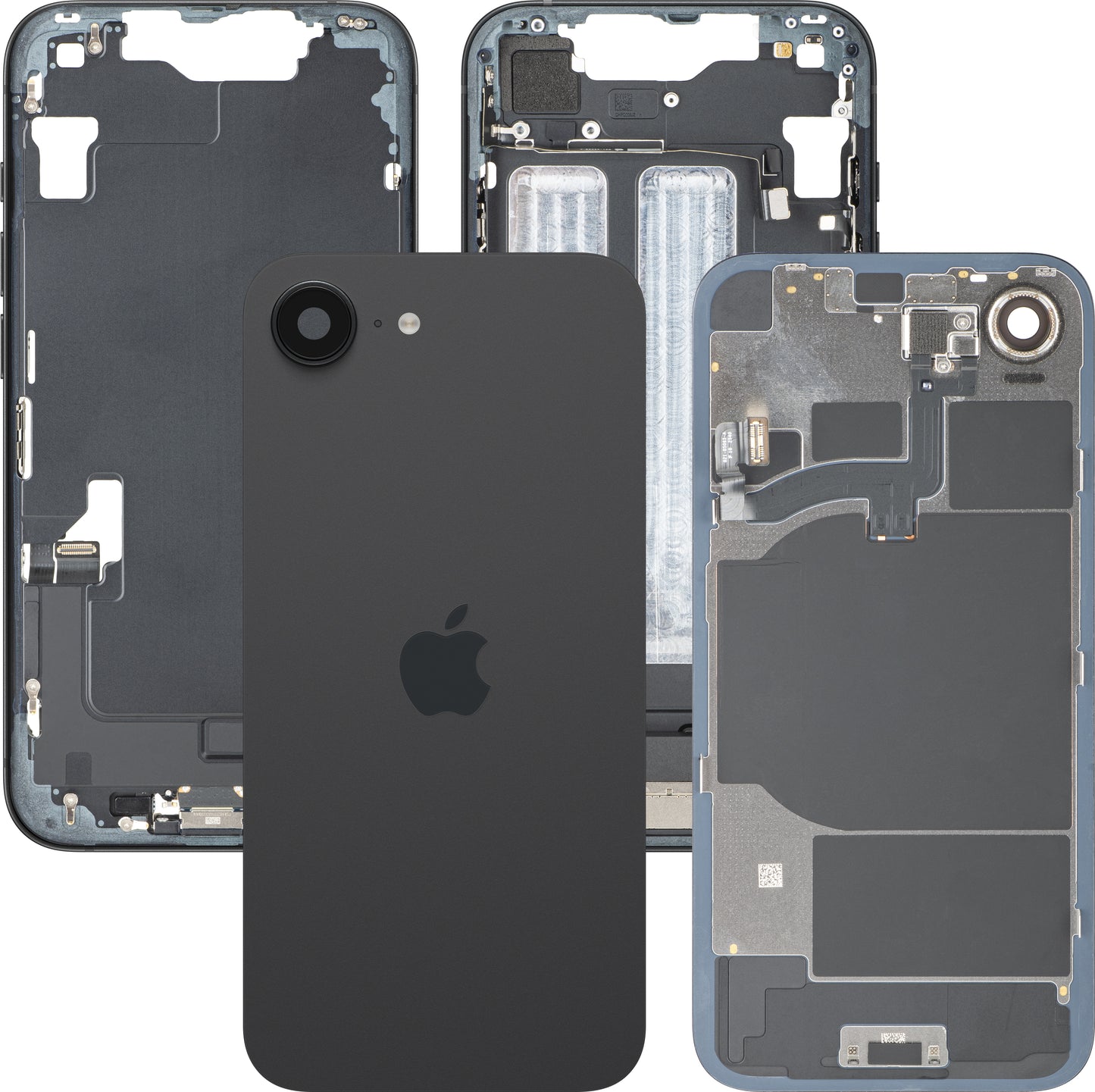 Apple iPhone 16e Battery Cover, With Middle Case, Full Parts, Black, Premium Swap