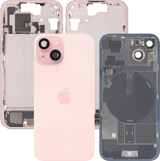 Apple iPhone 15 Akun kansi, Keskikuori, Täydelliset osat, Vaaleanpunainen, Premium-vaihto