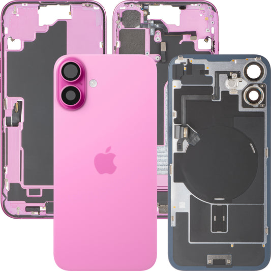 Apple iPhone 16 Plus -akun kansi, keskikuori, täydelliset osat, vaaleanpunainen, premium-vaihto