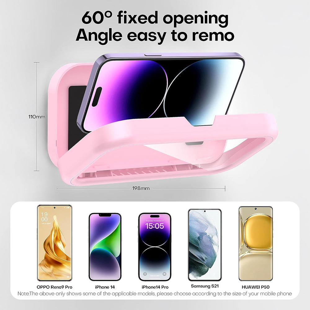 Techsuit LC-999 seinäkotelo kosketusnäytöllä puhelimelle, vedenkestävä, violetti