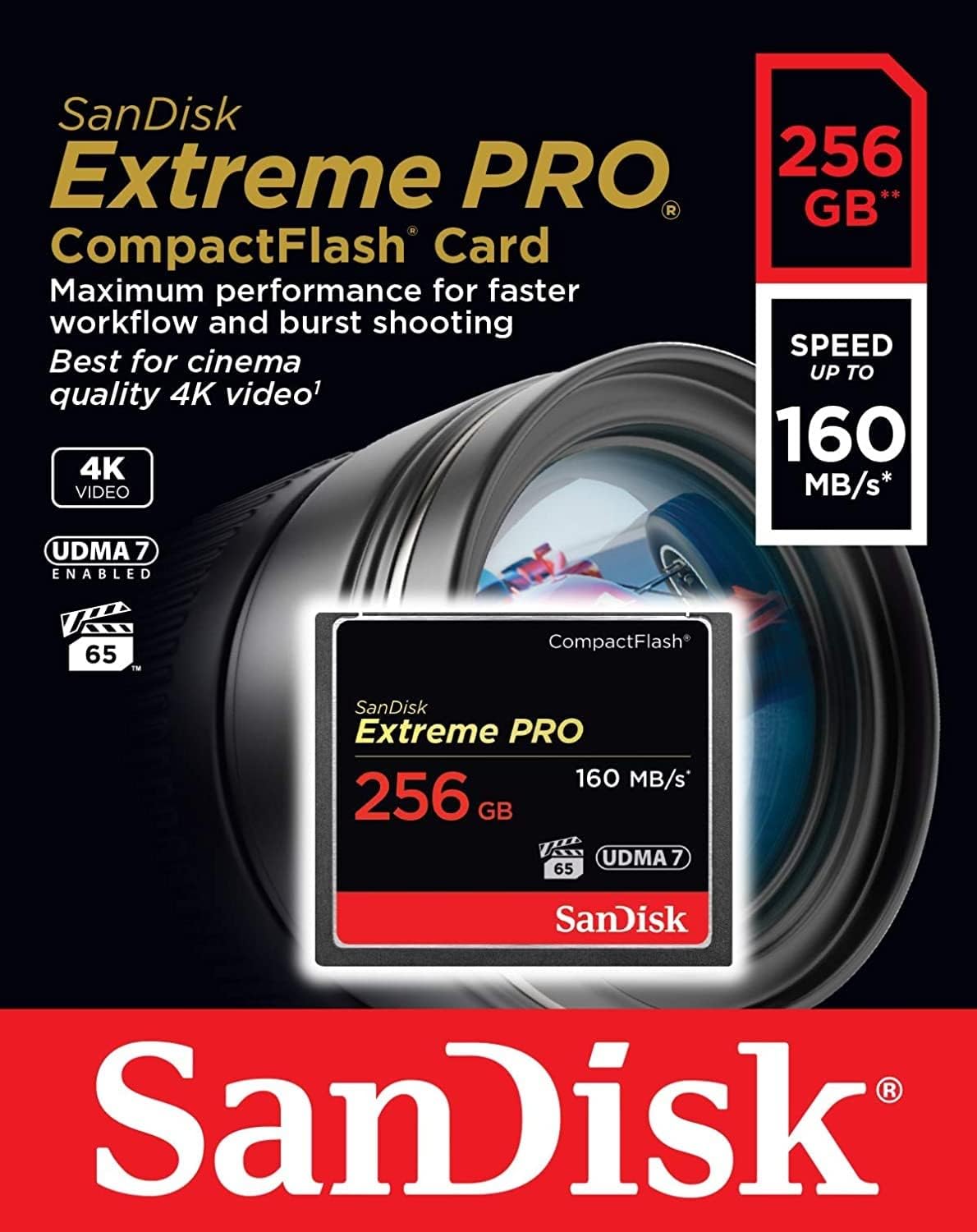 SanDisk Extreme Pro CompactFlash -muistikortti, 256 Gt, UDMA 7 SDCFXPS-256G-X46