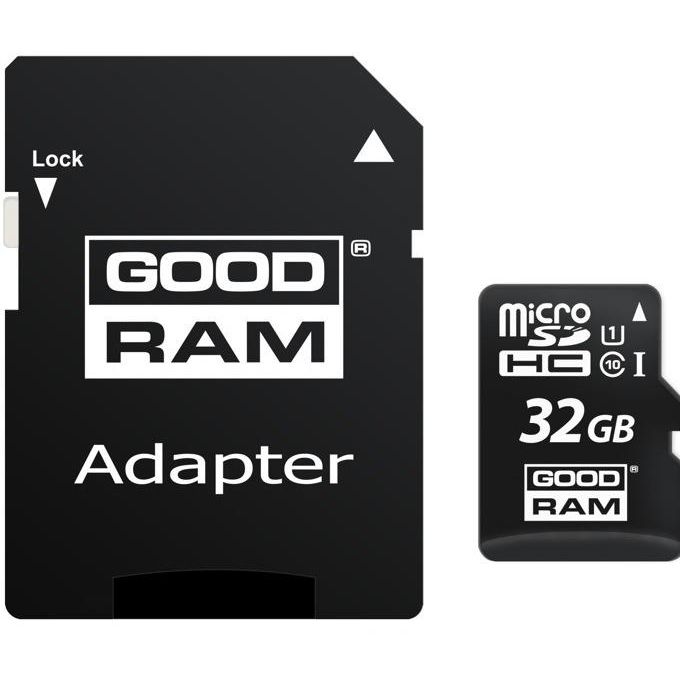 GoodRam microSDHC -muistikortti, 32 Gt, Luokka 10 / UHS-1 U1, sovittimella