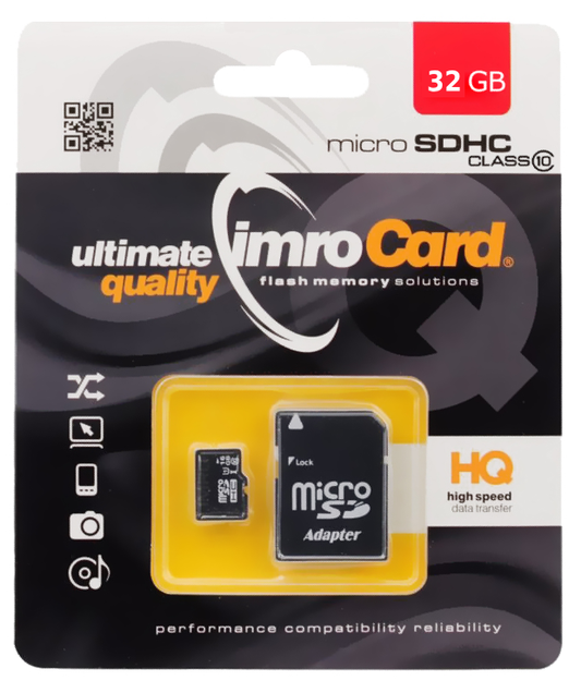 Imro microSDHC -muistikortti, 32 Gt, Luokka 10 / UHS-1 U1, Sovittimella