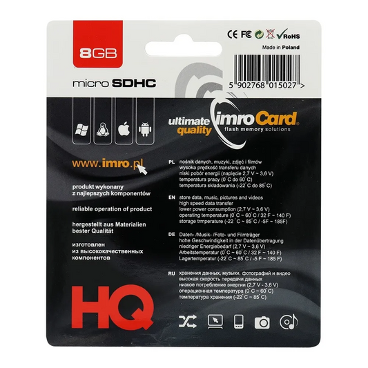 Imro microSDHC -muistikortti, 8Gt, Luokka 4