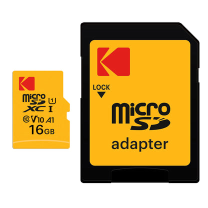 Kodak Premium Performance microSDHC-muistikortti, 16 Gt, Luokka 10 / UHS-1 U1, sovittimella EKMSDM16GHC10K