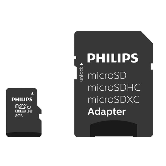 Philips microSDHC-muistikortti, 8 Gt, Luokka 10 / UHS-1 U1, sovittimella FM08MP45B/10