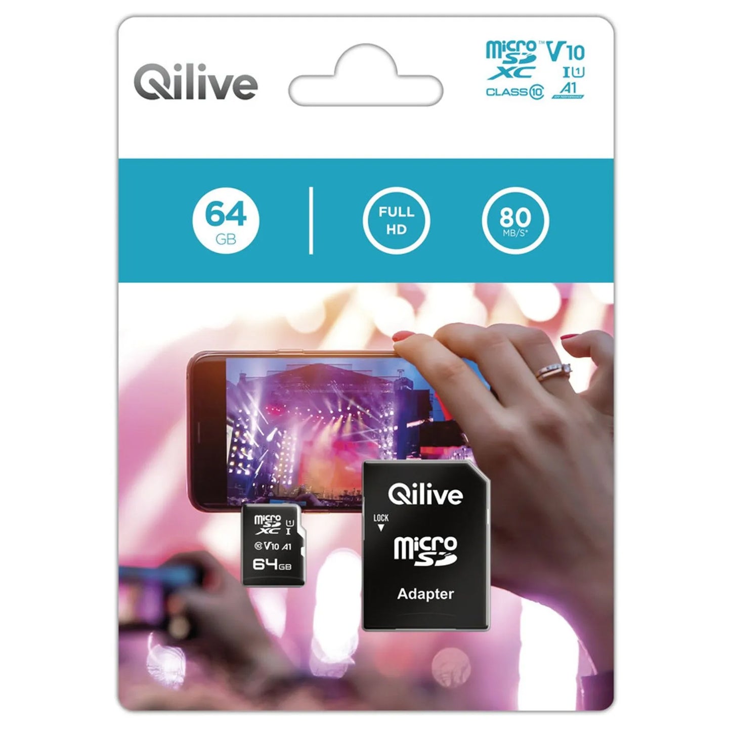 Muistikortti microSDHC Qilive Android A1, 32Gb, Luokka 10 / UHS-1 U3, Sovittimella EKMSDM32GHC10U3QL2