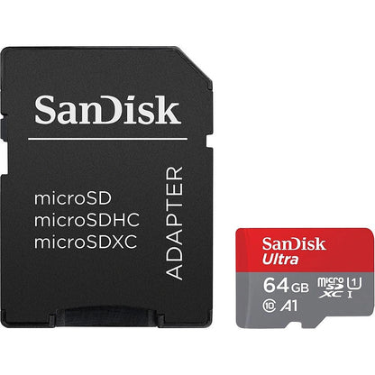 SanDisk Ultra Android A1 microSDXC -muistikortti, 64 Gt, Luokka 10 / UHS-1 U1, sovittimella SDSQUAB-064G-GN6MA