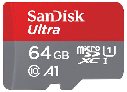 SanDisk Ultra Android A1 microSDXC -muistikortti, 64 Gt, Luokka 10 / UHS-1 U1, sovittimella SDSQUAB-064G-GN6MA