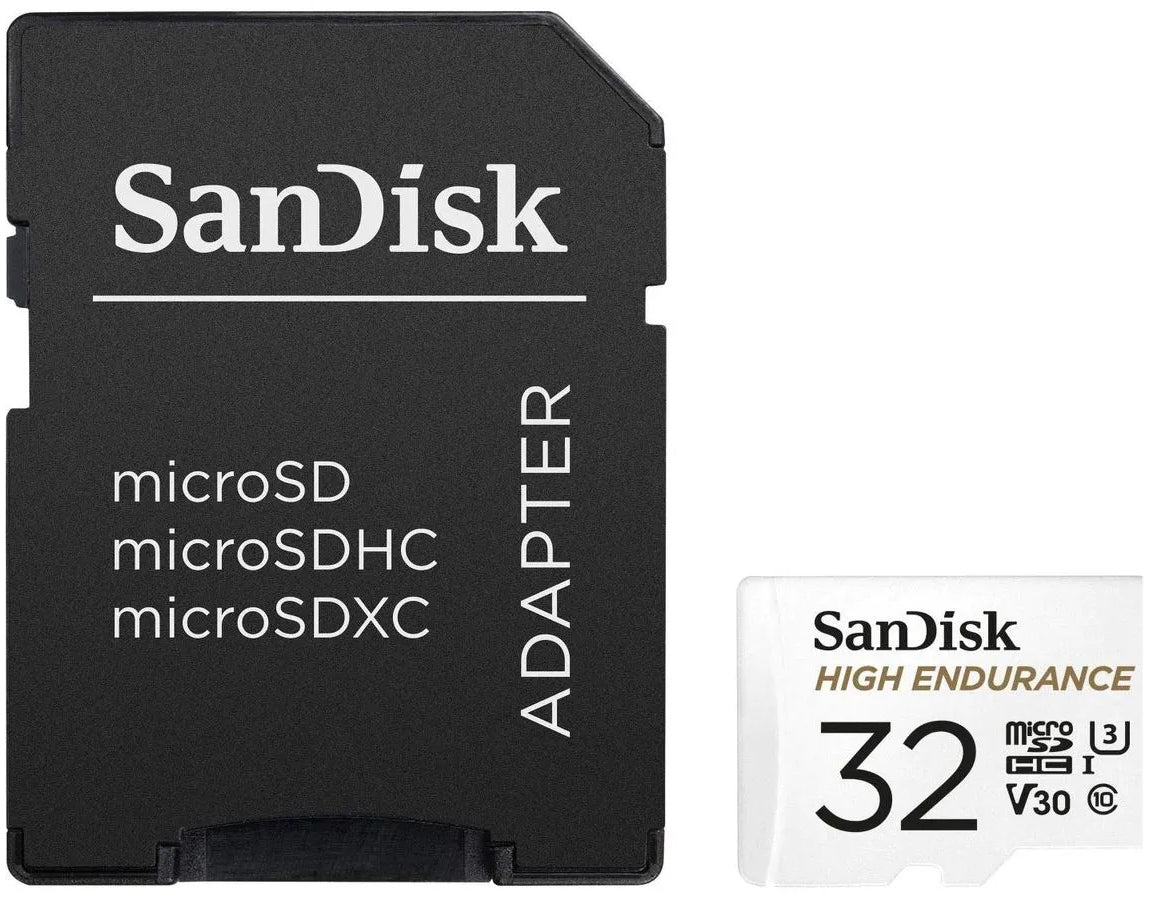 SanDisk High Endurance microSDHC -muistikortti, 32 Gt, Luokka 10 / UHS-1 U3, sovittimella SDSQQNR-032G-GN6IA