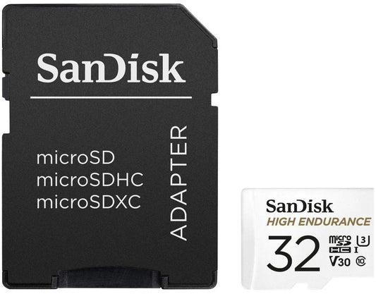 SanDisk High Endurance microSDHC -muistikortti, 32 Gt, Luokka 10 / UHS-1 U3, sovittimella SDSQQNR-032G-GN6IA