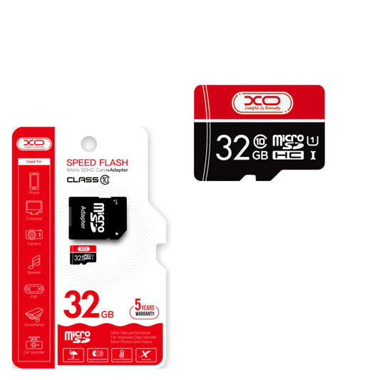 microSDHC-muistikortti XO Design Speed Flash, 32Gt, Luokka 10 / UHS-1 U3, Sovittimella