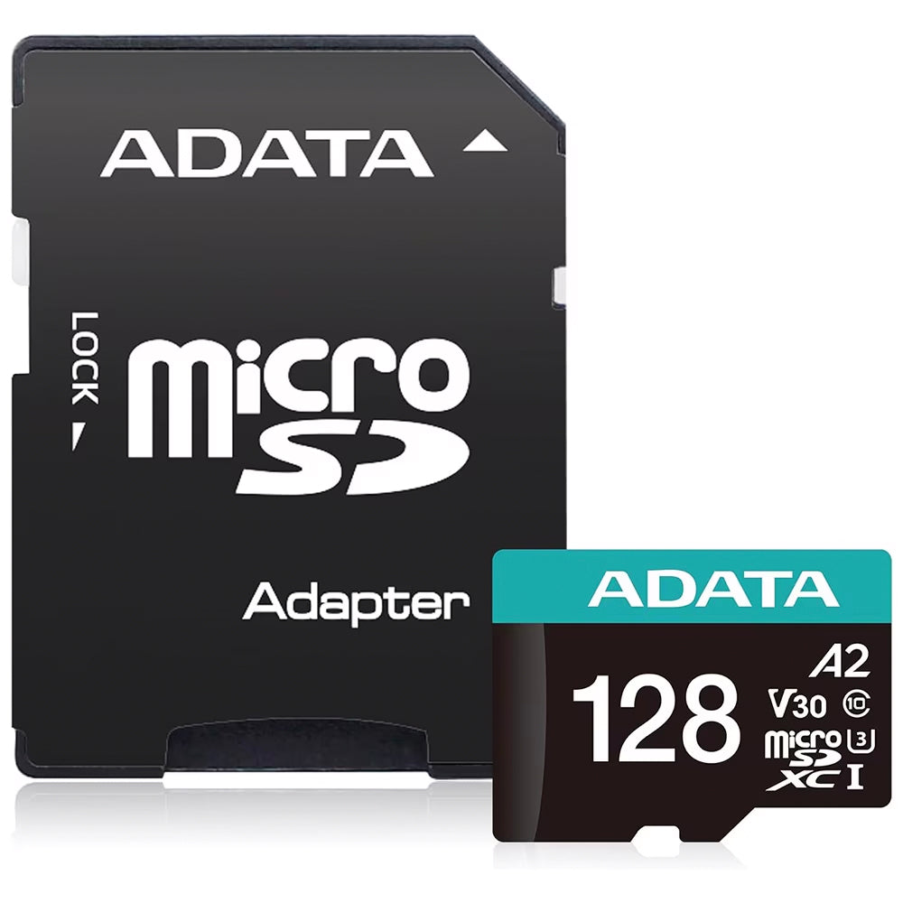 Adata Premier Pro microSDXC Memory Card, 128GB, Class 10 / UHS-1 U3, With Adapter AUSDX128GUI3V30SA2-RA1