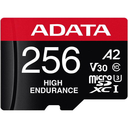 Adata High Endurance microSDXC -muistikortti, 256 Gt, Luokka 10 / UHS-1 U3, sovittimella AUSDX256GUI3V30SHA2-RA1
