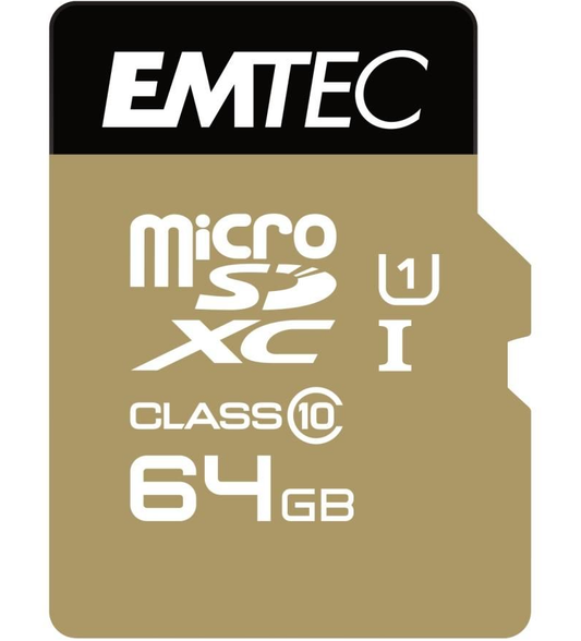 Emtec Speedin Pro Android A1 microSDXC -muistikortti, 64 Gt, Luokka 10 / UHS-1 U3, sovittimella ECMSDM64GXC