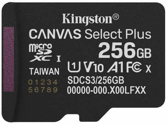 Kingston Canvas Select Plus Android A1 microSDXC-muistikortti, 256 Gt, Luokka 10 / UHS-1 U1 SDCS3/256GBSP