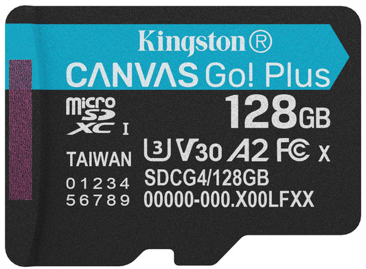 Kingston Canvas Go Plus Android A2 microSDXC Memory Card, 128Gb, Class 10 / UHS-1 U3 SDCG4/128GBSP