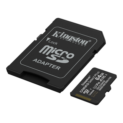 Kingston Canvas Select Plus Android A1 microSDXC Memory Card, 64Gb, Class 10 / UHS-1 U1, With Adapter SDCS3/64GB