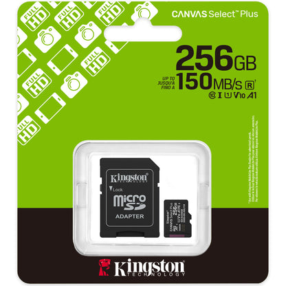 Kingston Canvas Select Plus Android A1 microSDXC-muistikortti, 256 Gt, Luokka 10 / UHS-1 U1, sovittimella SDCS3/256GB