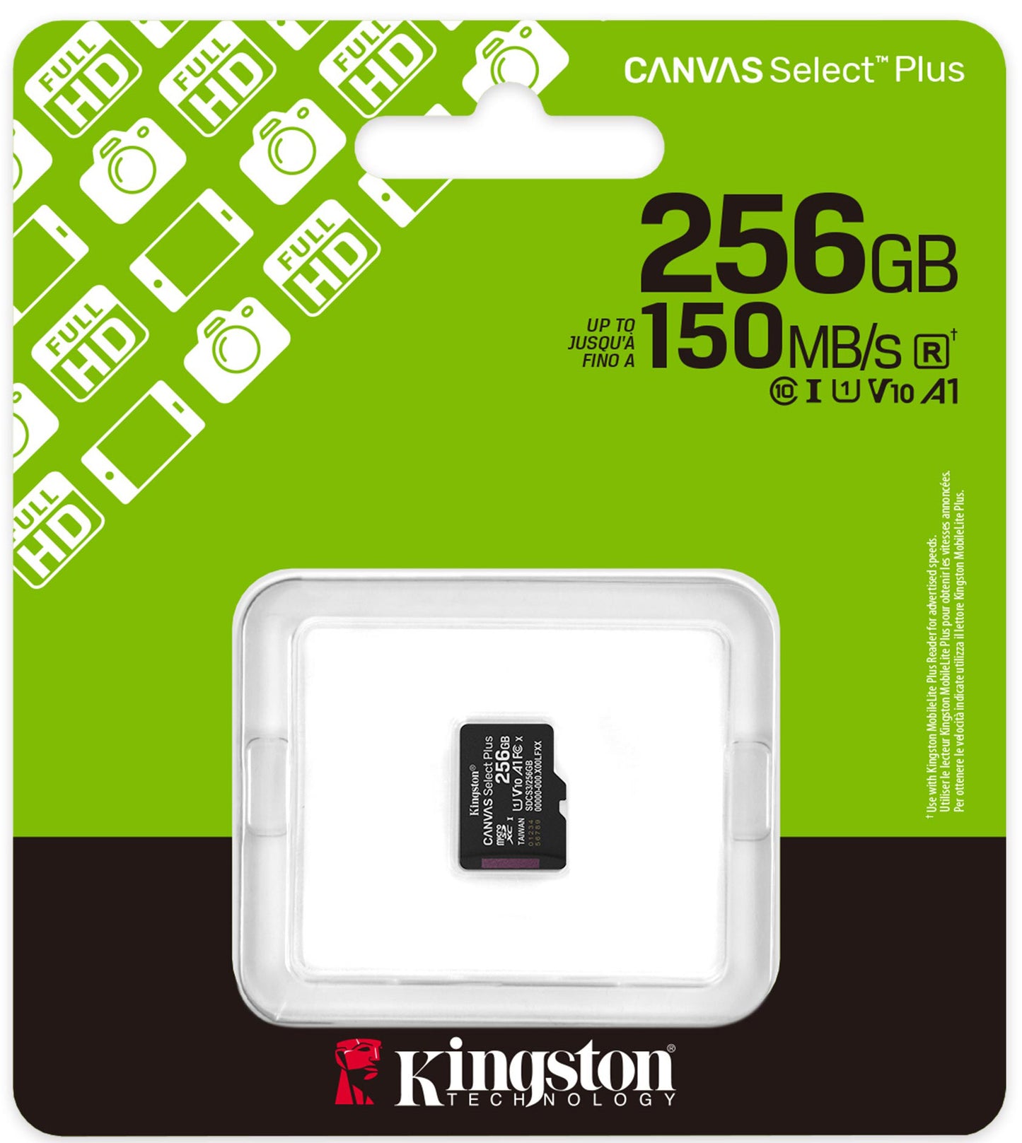 Kingston Canvas Select Plus Android A1 microSDXC-muistikortti, 256 Gt, Luokka 10 / UHS-1 U1 SDCS3/256GBSP