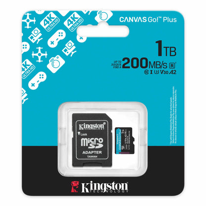 Kingston Canvas Go Plus Android A2 1TB microSDXC-muistikortti, Luokka 10 / UHS-1 U3, SD-sovittimella ‎SDCG4/1TB
