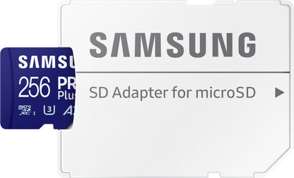 Samsung PRO Plus microSDXC-muistikortti, 256 Gt, Luokka 10 / UHS-1 U3, sovittimella MB-MD256SA/EU