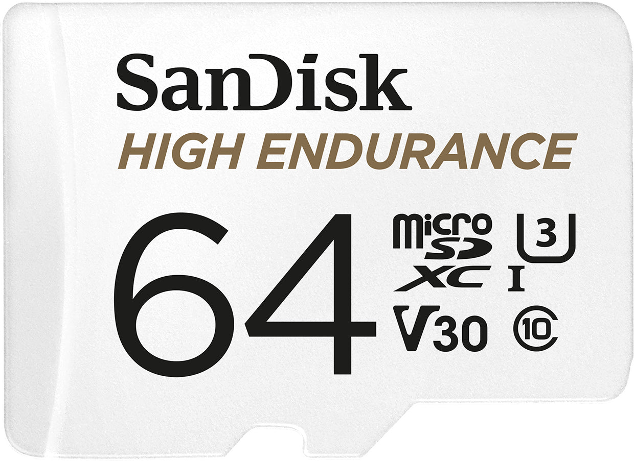 SanDisk High Endurance microSDXC -muistikortti, 64 Gt, Luokka 10 / UHS-1 U3, sovittimella SDSQQNR-064G-GN6IA