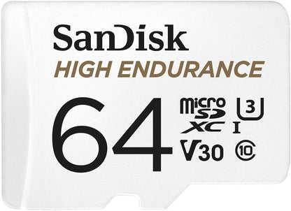 SanDisk High Endurance microSDXC -muistikortti, 64 Gt, Luokka 10 / UHS-1 U3, sovittimella SDSQQNR-064G-GN6IA