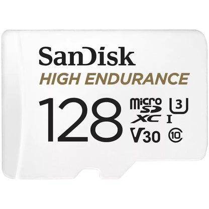 SanDisk High Endurance microSDXC -muistikortti, 128 Gt, Luokka 10 / UHS-1 U3, sovittimella SDSQQNR-128G-GN6IA
