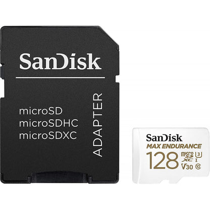 SanDisk MAX Endurance microSDXC -muistikortti, 128 Gt, Luokka 10 / UHS-1 U3, sovittimella SDSQQVR-128G-GN6IA