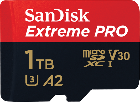 SanDisk Extreme Pro microSDXC -muistikortti, 1TB, Luokka 10 / UHS-1 U3, sovittimella SDSQXCD-1T00-GN6MA