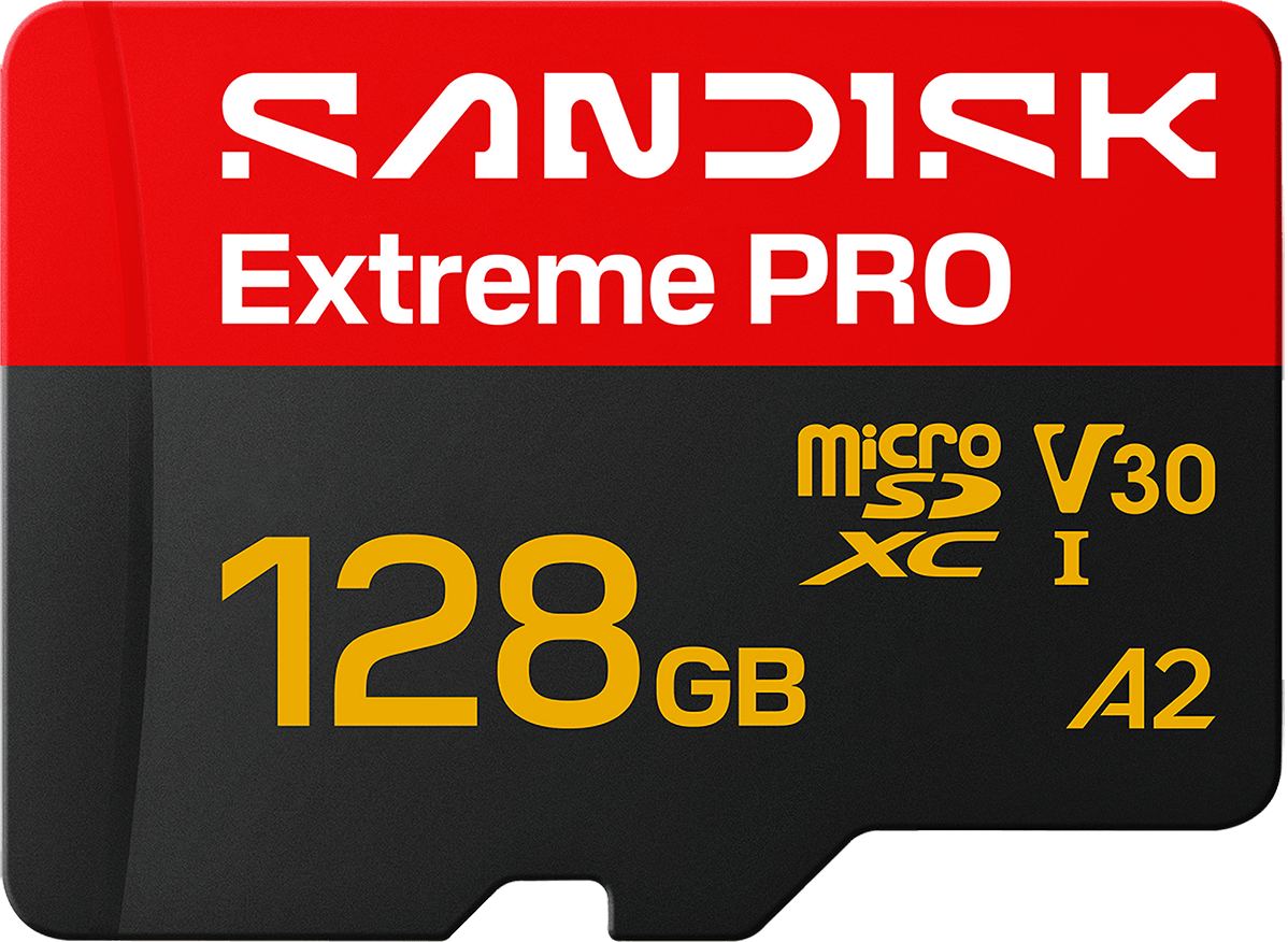 SanDisk Extreme Pro A2 microSDXC -muistikortti, 128 Gt, Luokka 10 / UHS-1 U3, sovittimella SDSQXCJ-128G-GS6MA