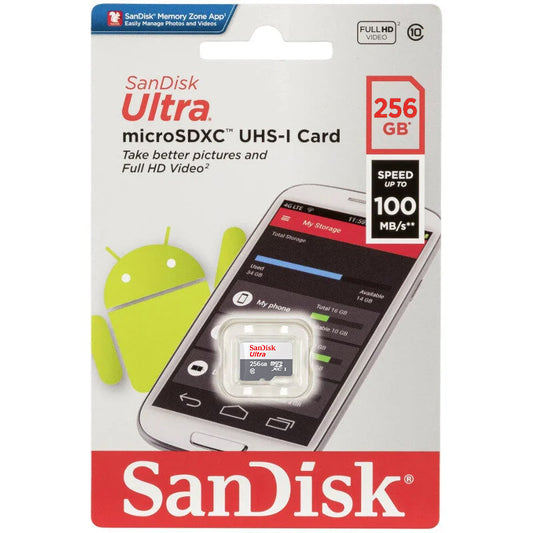 SanDisk Ultra microSDXC -muistikortti, 256 Gt, Luokka 10 SDSQUNR-256G-GN3MN