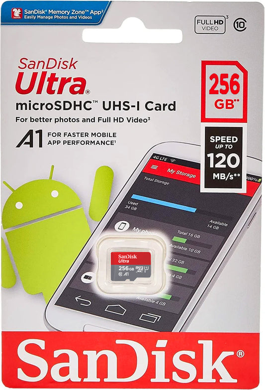 SanDisk Ultra Android A1 microSDXC -muistikortti, 256 Gt, Luokka 10 / UHS-1 U1 SDSQUAC-256G-GN6MN