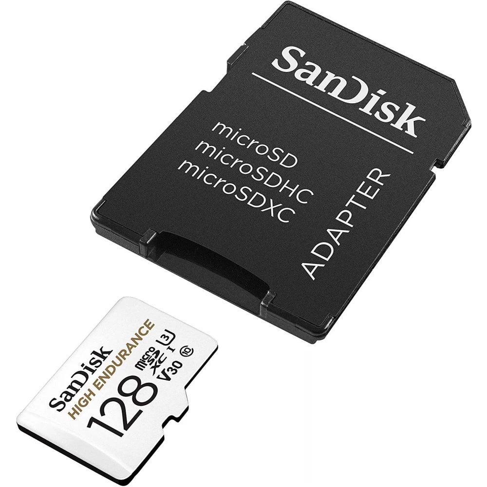 SanDisk High Endurance microSDXC -muistikortti, 128 Gt, Luokka 10 / UHS-1 U3, sovittimella SDSQQNR-128G-GN6IA